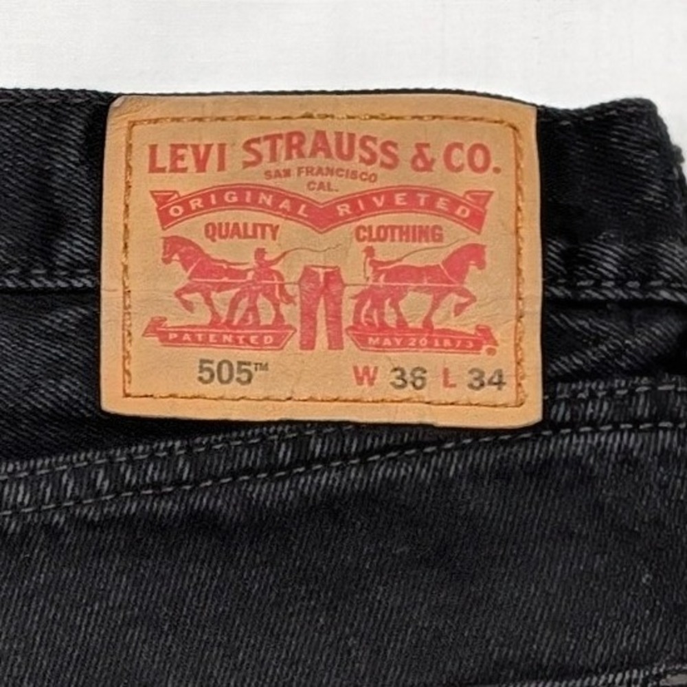 Levi's 505 Regular Fit Straight Leg Jeans Black W36 L34 Mens Denim